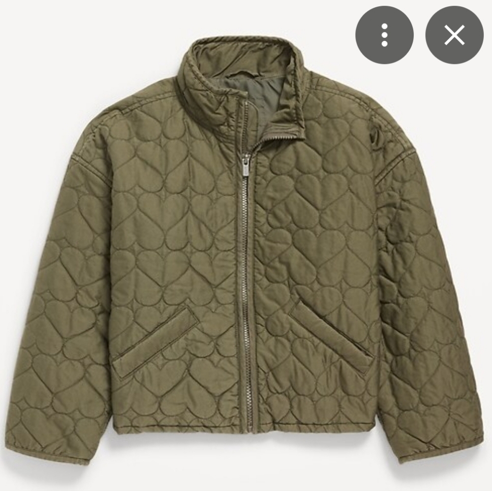 Girls Olive Green Quilted Jacket - Picture 2 of 10